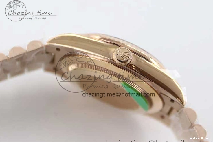 0419 Day Date 40mm RG 904L Steel TWF 1:1 Best Edition Black Crystal Dial on RG Bracelet A MoistureWicking 2349